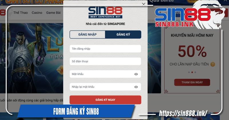 Form đăng ký sin88