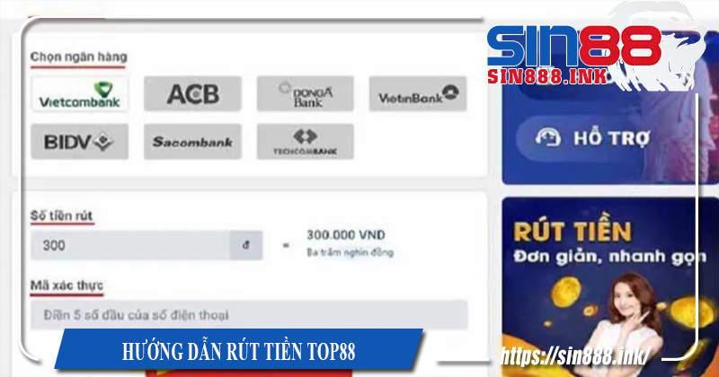 Rút tiền Sin88 qua ngân hàng